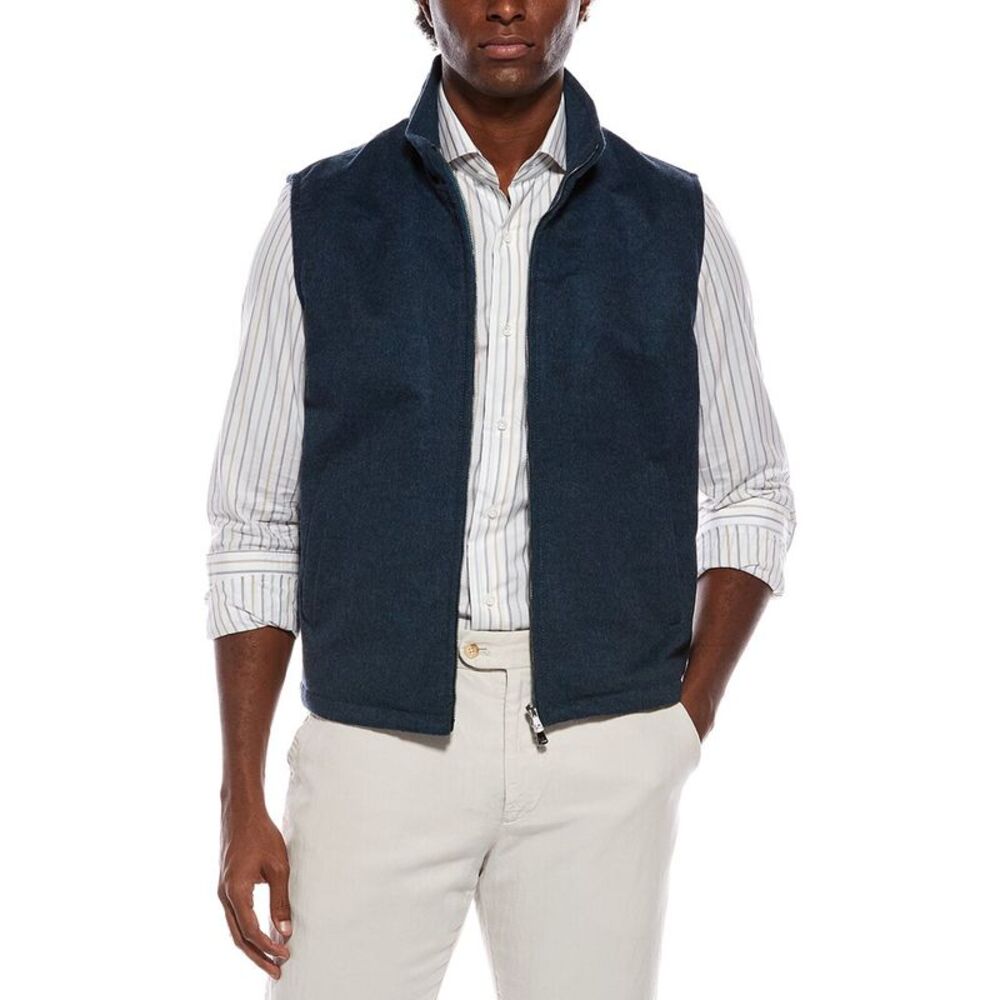 Isaia Mens  Wool & Cashmere-Blend Vest, Blue